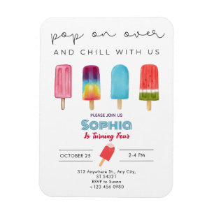 Farbenfrohe Eiscreme Vier Geburtstage Einladung Magnet