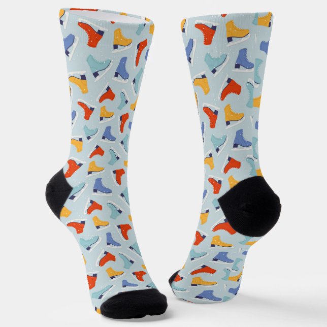Farbenfrohe Eiszeit Skate Wintermuster Socken (Gewinkelt)