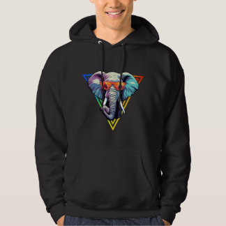 Farbenfrohe Elefant mit Sonnenbrille Spaß Hoodie