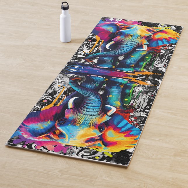 Farbenfrohe Elefanten - Elefante Yoga Matts Yogamatte (Beispiel)