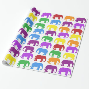 Farbenfrohe Elefantenmuster Geschenkpapier