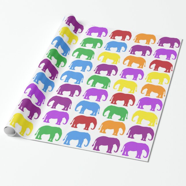 Farbenfrohe Elefantenmuster Geschenkpapier (Ungerollt)