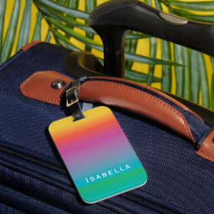 Farbenfrohe Elegant Regenbogen Gradient Ombre Mono Gepäckanhänger