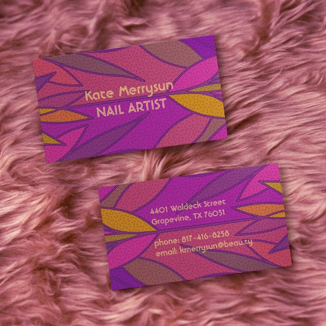 Farbenfrohe elegante Blattmuster für Nagelkunst Visitenkarte (Von Creator hochgeladen)