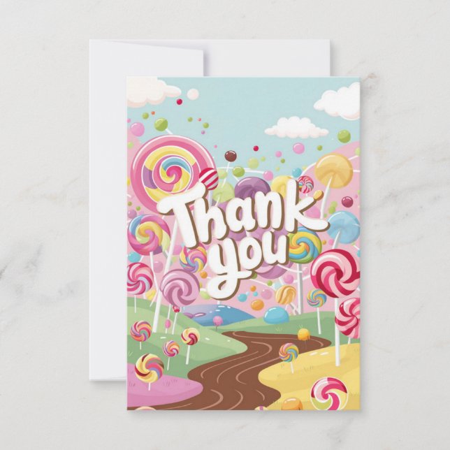 Farbenfrohe Elegante Candyland Dankeskarte (Vorderseite)
