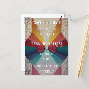 Farbenfrohe Elegante Rainbow Hochzeit Einladung Postkarte