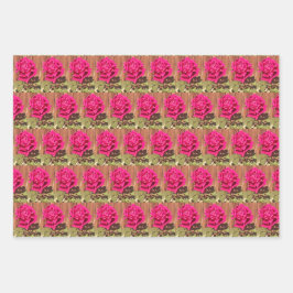 Farbenfrohe Elegante Rosa Blume Rosa Blütenfarben Geschenkpapier Set