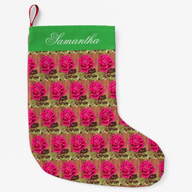 Farbenfrohe Elegante Rosa Blume Rosa Blütenfarben Kleiner Weihnachtsstrumpf (Vorderseite)