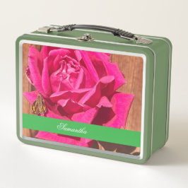 Farbenfrohe Elegante Rosa Blume Rosa Blütenfarben Metall Brotdose