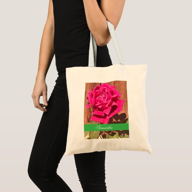 Farbenfrohe Elegante Rosa Blume Rosa Blütenfarben Tragetasche (Vorderseite (Produkt))