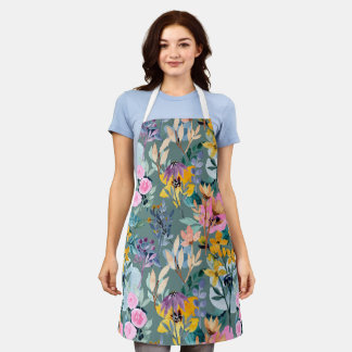 farbenfrohe, elegante Wasser All-Over-Print-Schürz Schürze