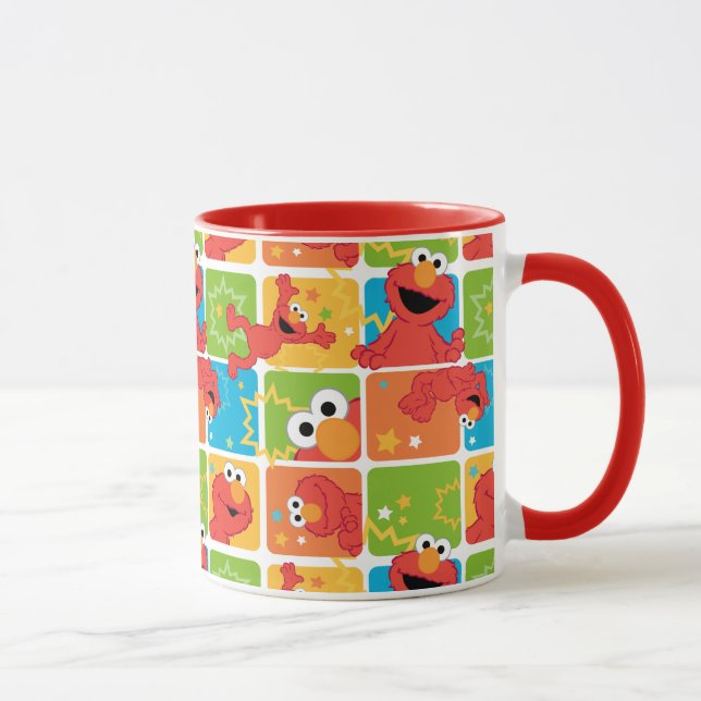 Farbenfrohe Elmo Grid Muster Tasse (Rechts)