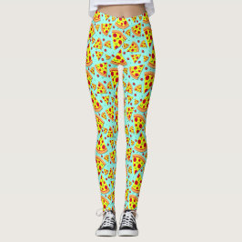Farbenfrohe Emoji Food Pepperoni Pizza Scheiben ge Leggings