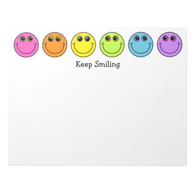 Farbenfrohe Emoji-Gesichter Behielt lächelnd Notizblock (Vorderseite)
