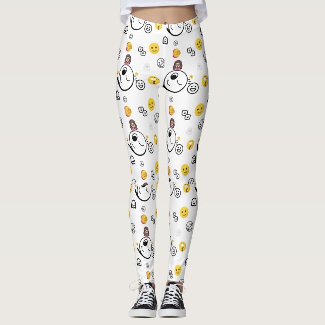 Farbenfrohe Emoji Leggings (Vorderseite)