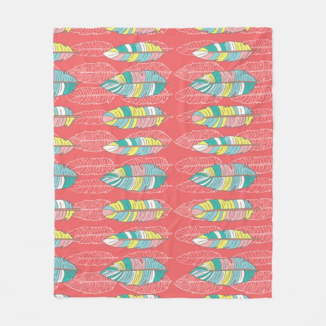 Farbenfrohe, endlose Feather Textur Fleecedecke (Vorderseite)