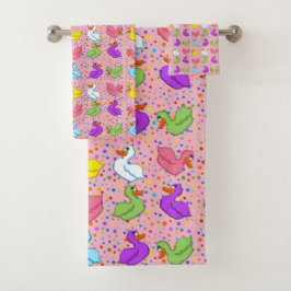 Farbenfrohe Enten Badezimmer Handtuch Set