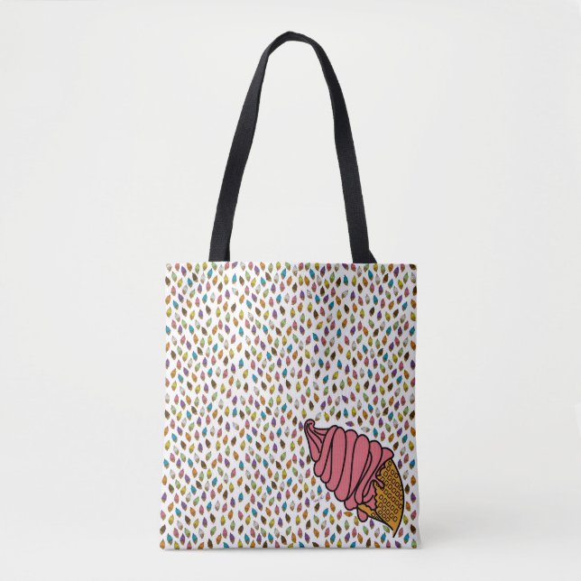 Farbenfrohe Erdbeere Ice Creme Cone icecreamliciou Tasche (Vorderseite)
