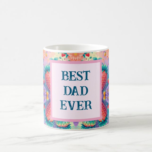 Farbenfrohe Erdbeere mit bester Vater je Kaffeetasse (Mittel)