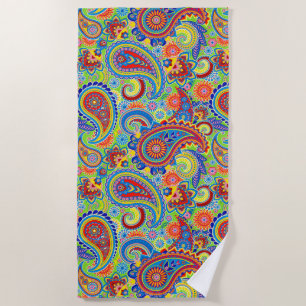 Farbenfrohe ethische Blumen-Paisley-Muster Strandtuch