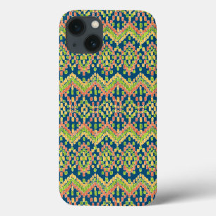 Farbenfrohe Ethnic Ikat Muster auf blau Case-Mate iPhone Hülle