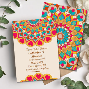 Farbenfrohe Ethnic Mandala Bold & Bright Wedding Save The Date