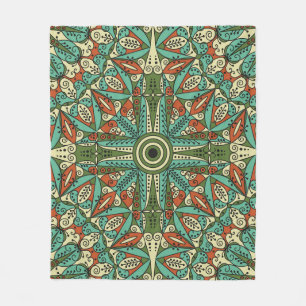 Farbenfrohe ethnische Arabeske: Vintage-Ornament Fleecedecke