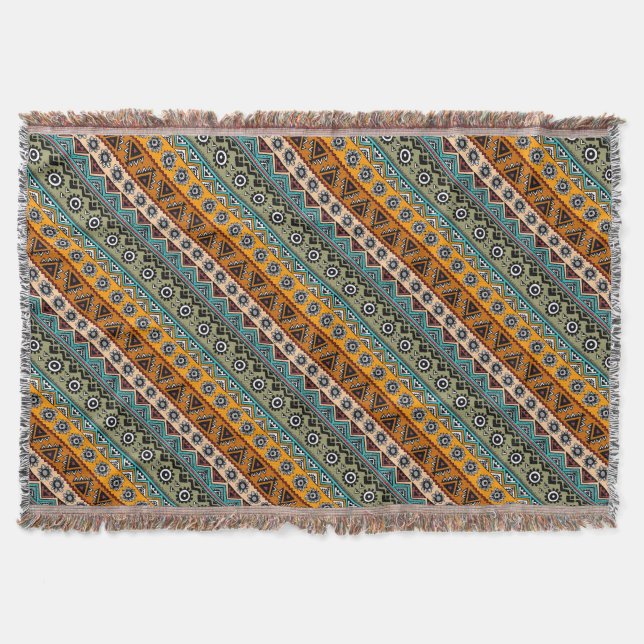 Farbenfrohe ethnische Aztekenmuster Design Decke (Vorderseite)
