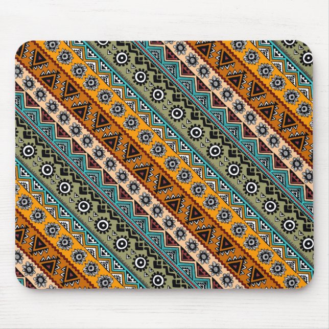Farbenfrohe ethnische Aztekenmuster Design Mousepad (Vorne)