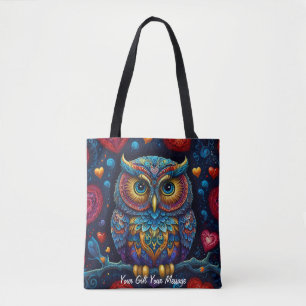 Farbenfrohe Eule Tasche