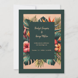 farbenfrohe Exotic Tropical Hawaiian Floral Weddin Einladung