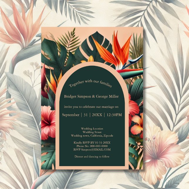 farbenfrohe Exotic Tropical Hawaiian Floral Weddin Einladung (Von Creator hochgeladen)