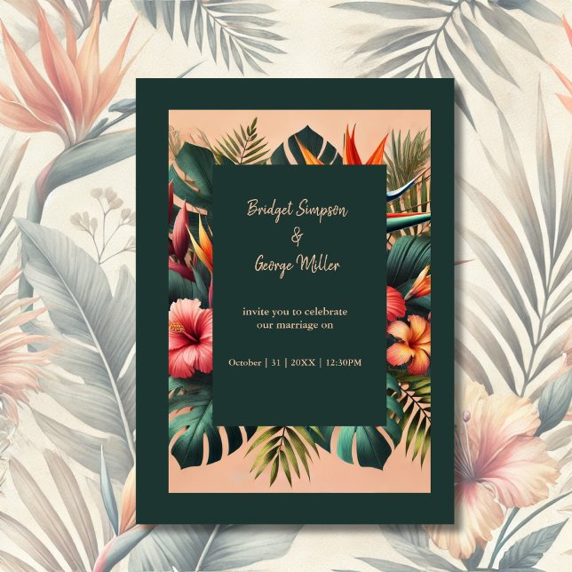 farbenfrohe Exotic Tropical Hawaiian Floral Weddin Einladung (Von Creator hochgeladen)