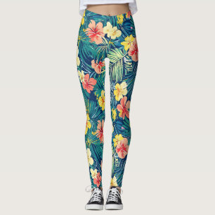 Farbenfrohe exotische Blume-Muster Leggings
