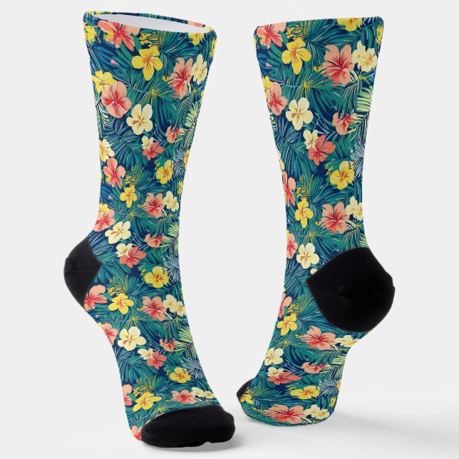 Farbenfrohe exotische Blume-Muster Socken (Gewinkelt)