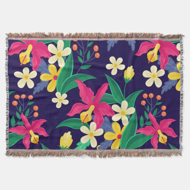 Farbenfrohe exotische Blumenmuster-23021 Decke (Vorderseite)