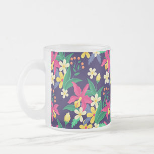 Farbenfrohe exotische Blumenmuster-23021 Mattglastasse