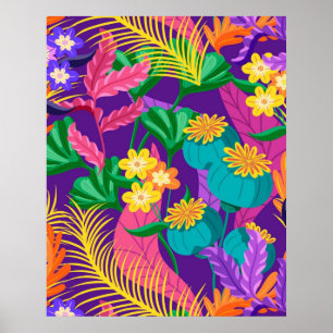 Farbenfrohe exotische Blumenmuster-23148 Poster