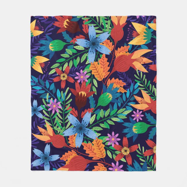 Farbenfrohe exotische Blumenmuster-32436 Fleecedecke (Vorderseite)