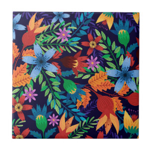Farbenfrohe exotische Blumenmuster-32436 Fliese