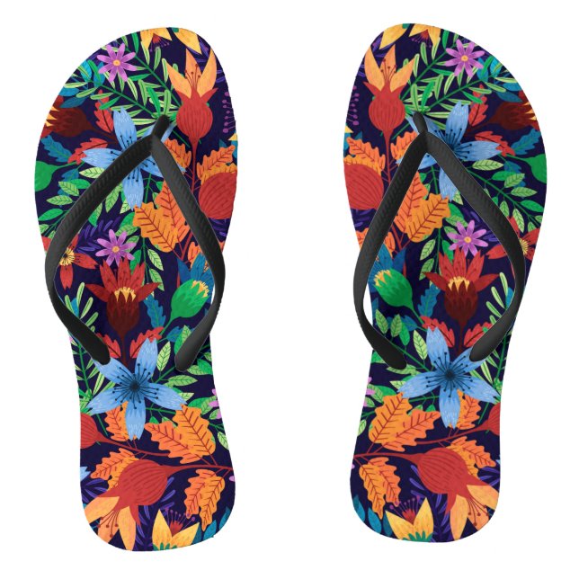 Farbenfrohe exotische Blumenmuster-32436 Flip Flops (Fußbett)
