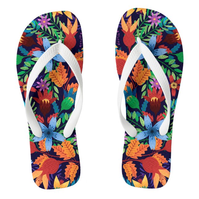 Farbenfrohe exotische Blumenmuster-32436 Flip Flops (Fußbett)