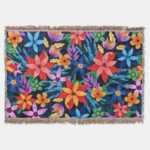 Farbenfrohe exotische Blumenmuster-68578 Decke