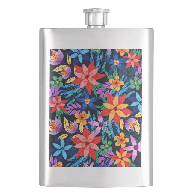 Farbenfrohe exotische Blumenmuster-68578 Flachmann (Vorderseite)
