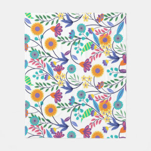 Farbenfrohe, exotische, florale Hintergrundmuster- Fleecedecke