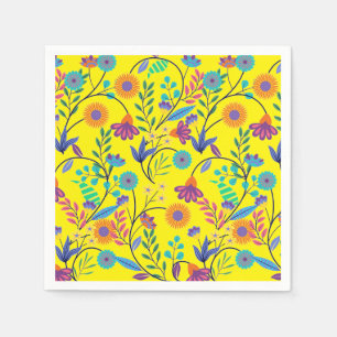 Farbenfrohe, exotische, florale Hintergrundmuster- Serviette