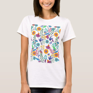 Farbenfrohe, exotische, florale Hintergrundmuster- T-Shirt