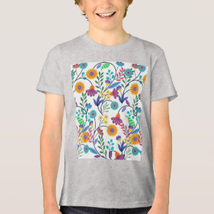 Farbenfrohe, exotische, florale Hintergrundmuster- Tri-Blend Shirt