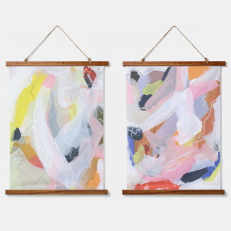 Farbenfrohe expressive Abstrakte Malerei Kunst Wandteppich Mit Holzrahmen