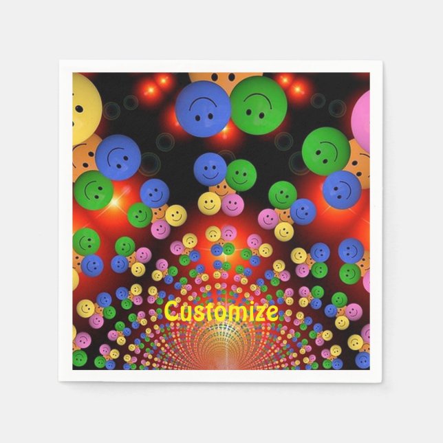 Farbenfrohe Face Spiral Napkins Serviette (Vorderseite)